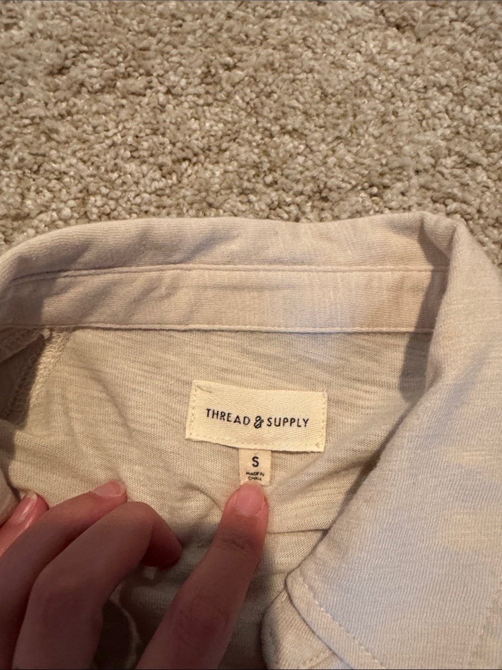 Thread & Supply Light Cream Collared Button-Up - Picture 3 of 3